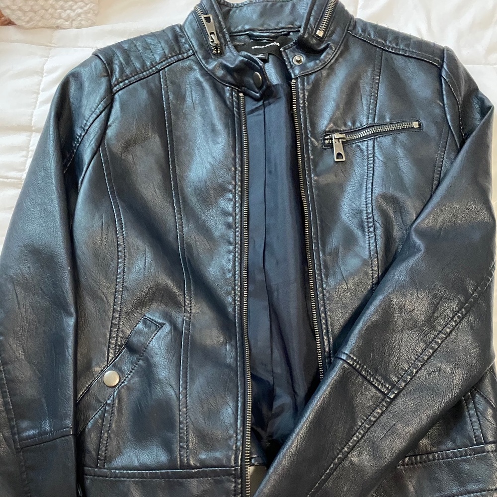 Navy Faux leather jacket